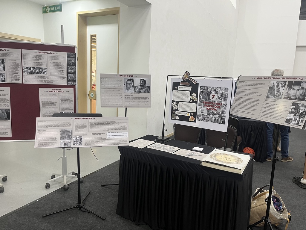 The 7 Verdicts exhibition boards on display